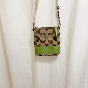 Coach Swingpack Signature Print Green Crossbody